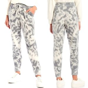 NWT Splendid fleece sherpa Joggers tie dye high rise charcoal winter outdoor